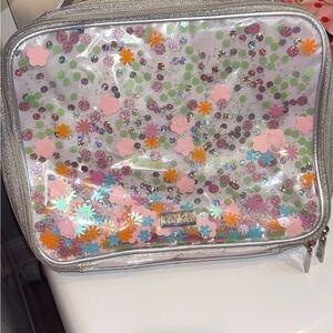 Packed Party Clear Floral Sequin Pouch in Pink, Orange, Green, Blue, Silver